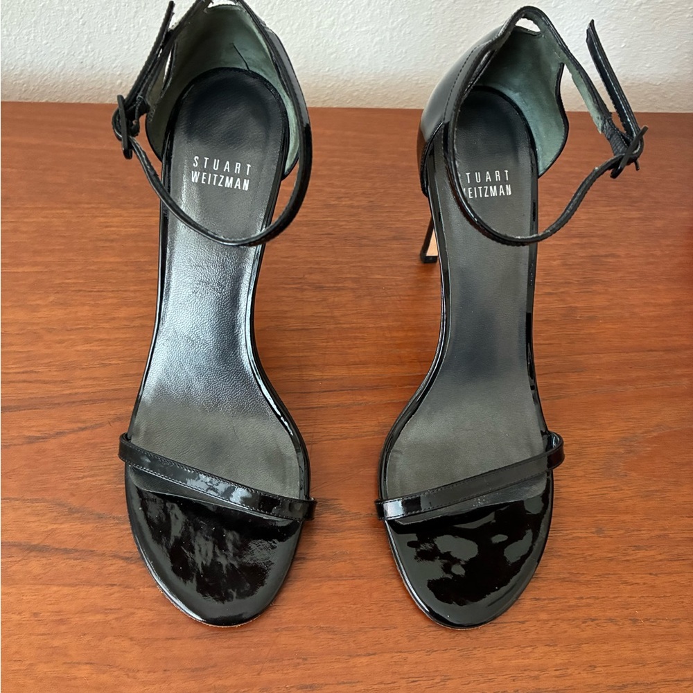 Stuart Weitzman Black Patent Leather Nudistcurve Heels